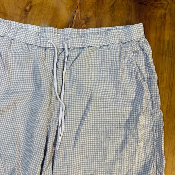 Eileen Fisher Women's Shorts 2X Lavender Linen Gingham Plaid Bermuda G27 - Picture 2 of 5